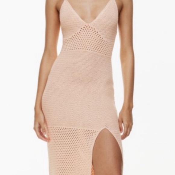 Aritzia Peach Midi Dress - Picture 2 of 4